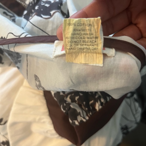 Lucca 100% cotton Vee Neck Abstract Print Floral Dress Size Small Brown White - Picture 10 of 11